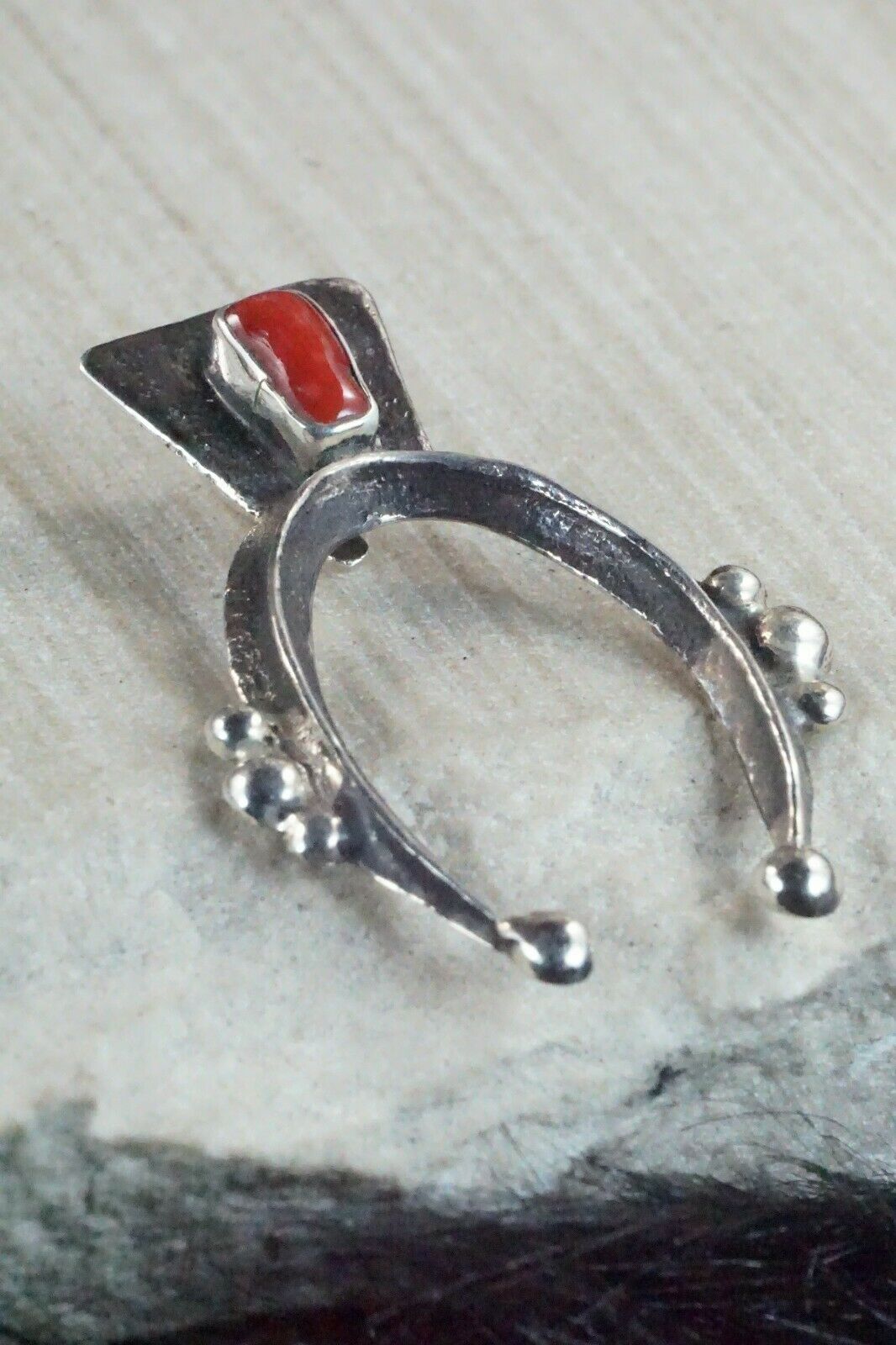 Coral and Sterling Silver Naja Pendant - Delbert Arviso