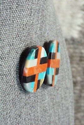 Multi Stone Inlay & Sterling Silver Earrings - Chaslyn Crespin