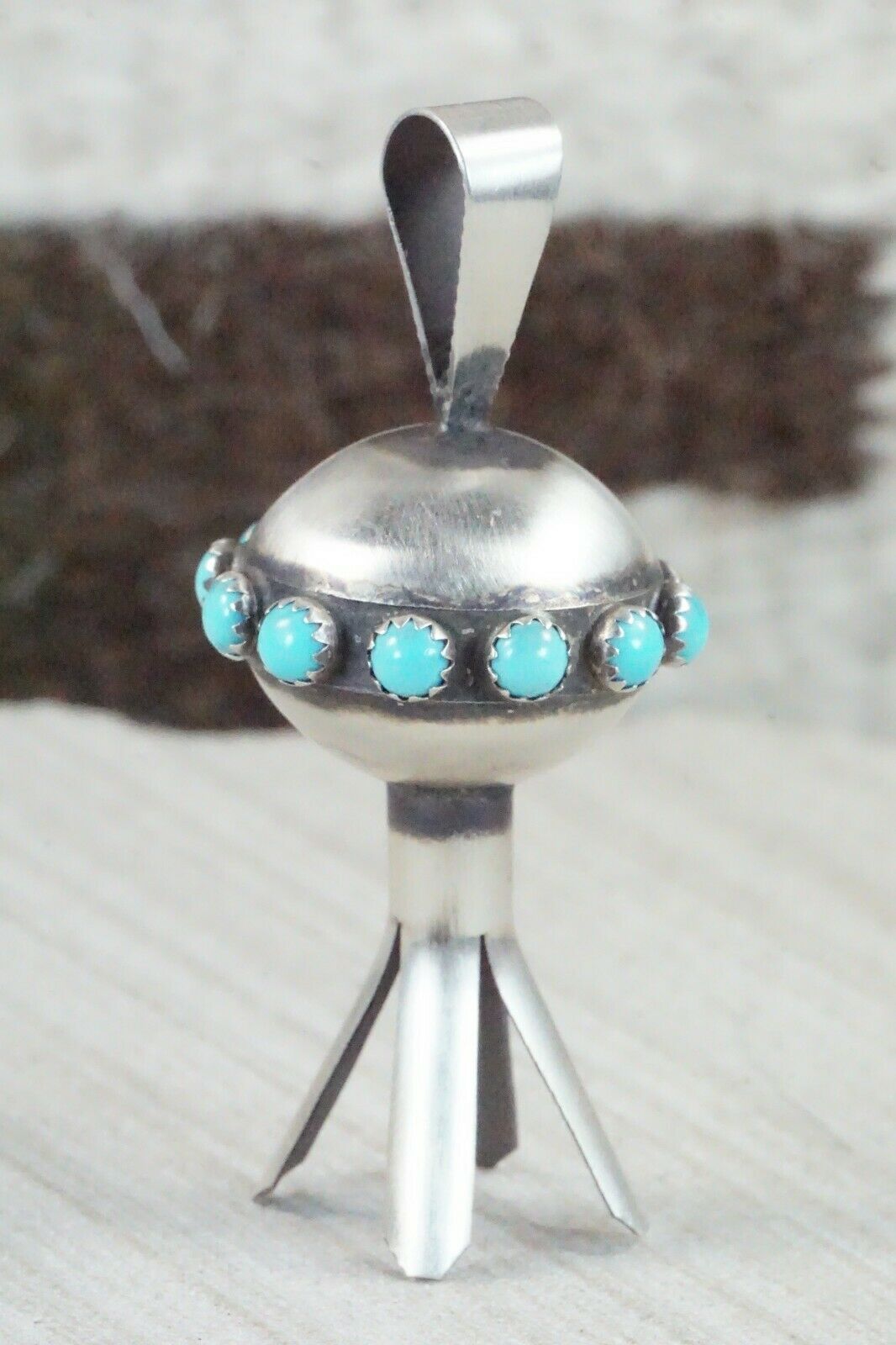 Turquoise & Sterling Silver Blossom Pendant - Monica Smith