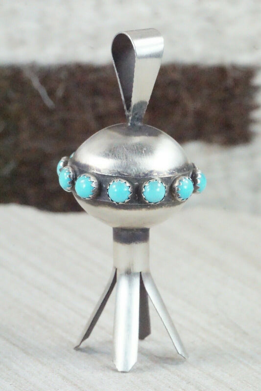 Turquoise & Sterling Silver Blossom Pendant - Monica Smith