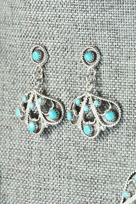 Turquoise & Sterling Silver Necklace and Earrings Set - Murray Tsatie