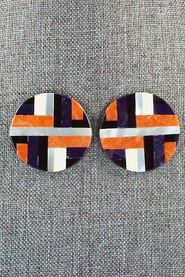 Multi Stone Inlay & Sterling Silver Earrings - Chaslyn Crespin