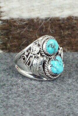 Turquoise & Sterling Silver Ring - Leonard Spencer - Size 8.5 - High Lonesome Trading