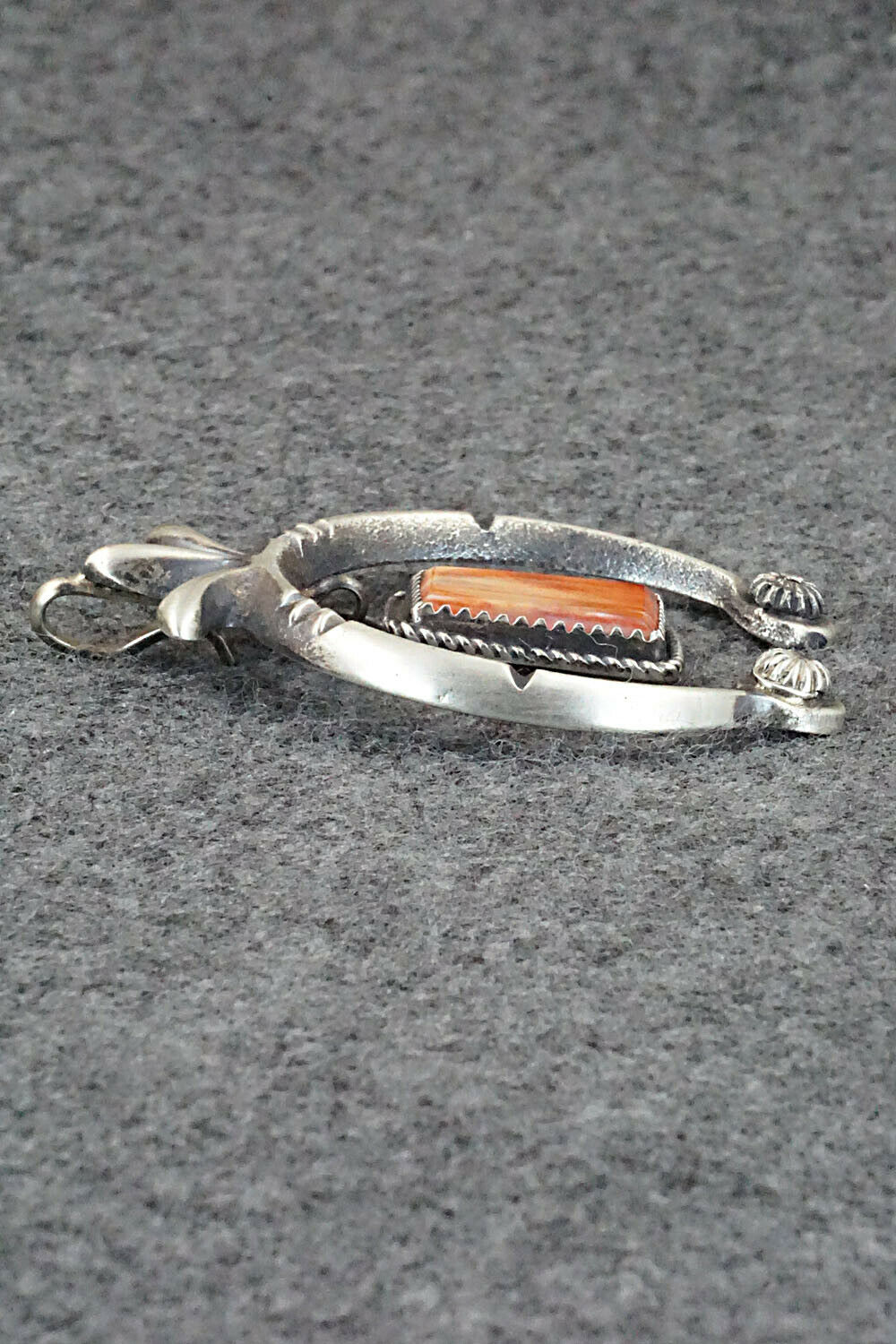 Spiny Oyster and Sterling Silver Naja Pendant - Martha Cayatineto