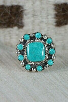 Navajo Turquoise and Sterling Silver Ring - Native American Size - 7.75 - High Lonesome Trading