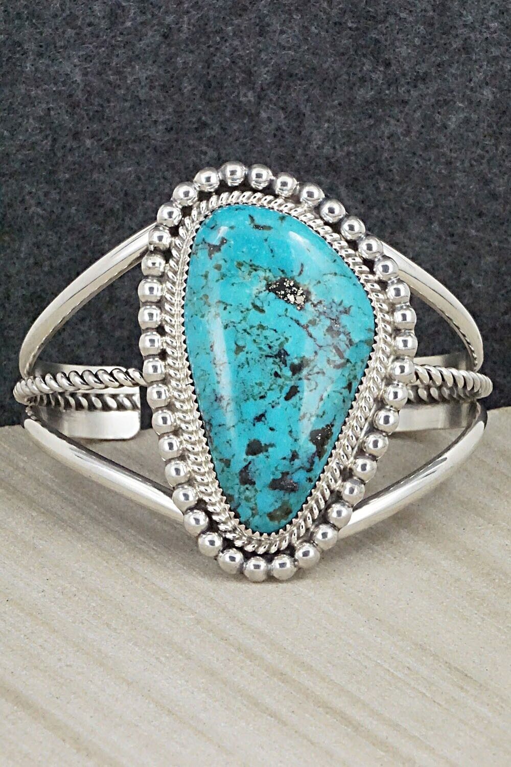 Turquoise & Sterling Silver Bracelet - Leslie Nez