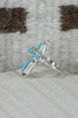 Zuni Turquoise and Sterling Silver Cross Ring - Cecilia Iule - Size 8