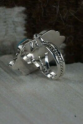 Navajo 7 Stone Turquoise and Sterling Silver Ring - Roberta Begay - 8.75