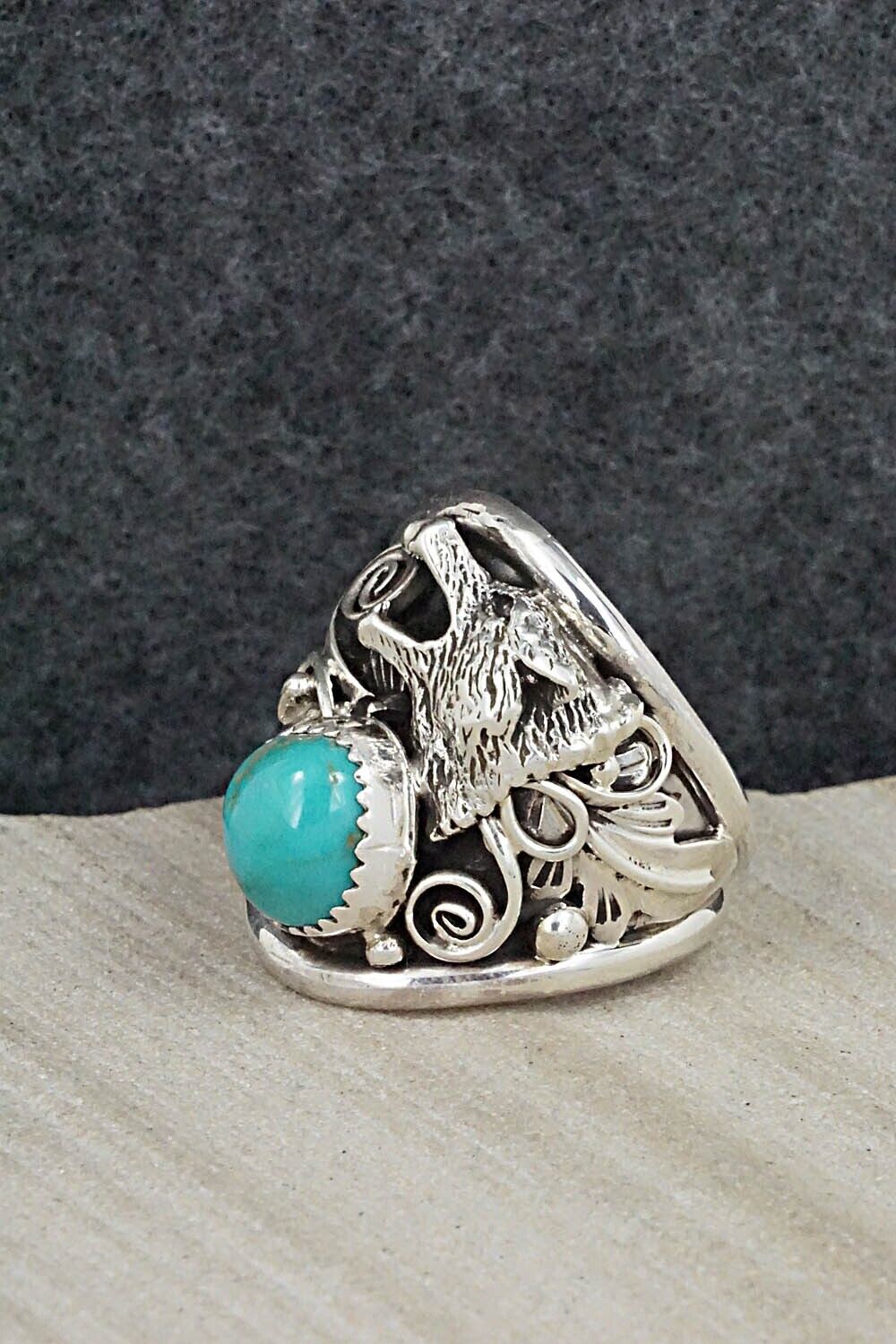 Turquoise & Sterling Silver Ring - Jeannette Saunders - Size 10.5
