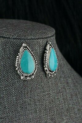 Navajo Turquoise & Sterling Silver Earrings - Freida Martinez - High Lonesome Trading