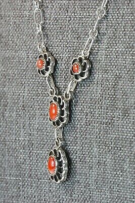Navajo Coral & Sterling Silver Floral Necklace and Earrings Set - Sadie Jim
