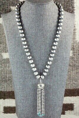 Turquoise and Sterling Silver Pearl Necklace - Jan Mariano