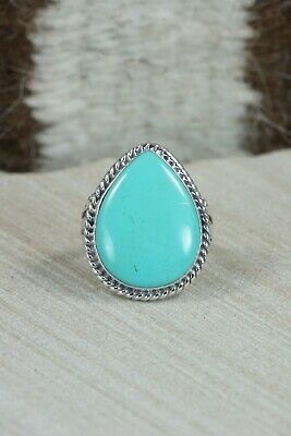 Navajo Turquoise and Sterling Silver Ring - Tom Dinetso - Size 7.25