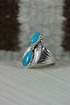 Navajo Turquoise and Sterling Silver Ring - Jeanette Saunders - Size 10.25 - High Lonesome Trading